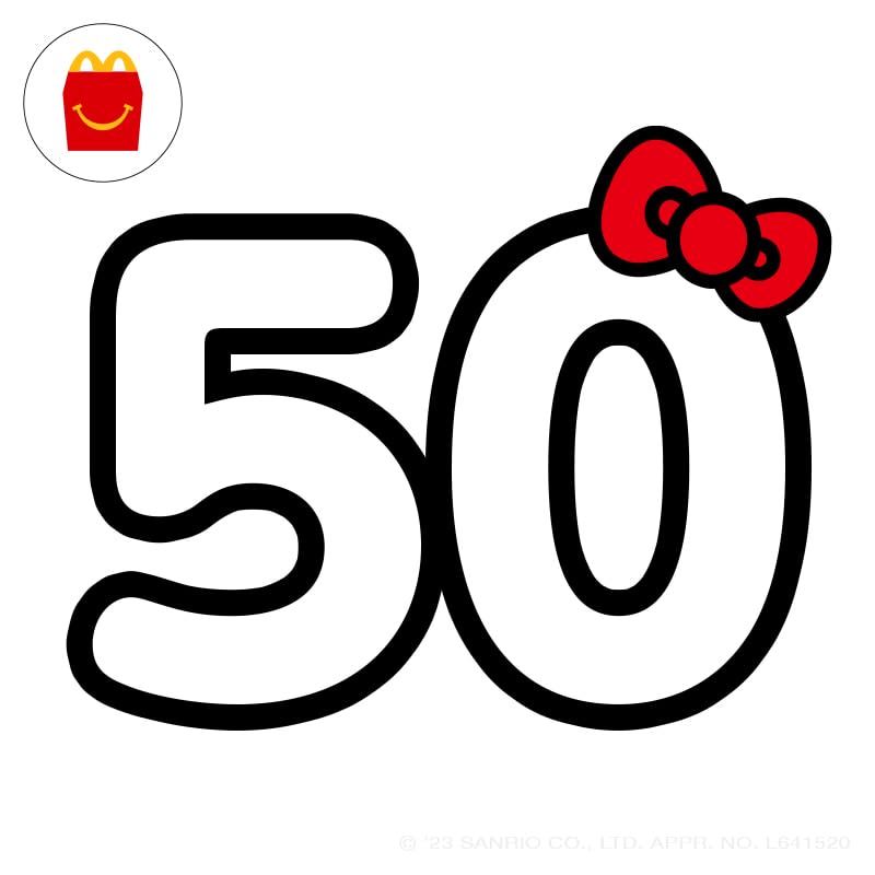 McDonald's releases an image of the word "50" with a red ribbon!A collaboration with that Sanrio character?