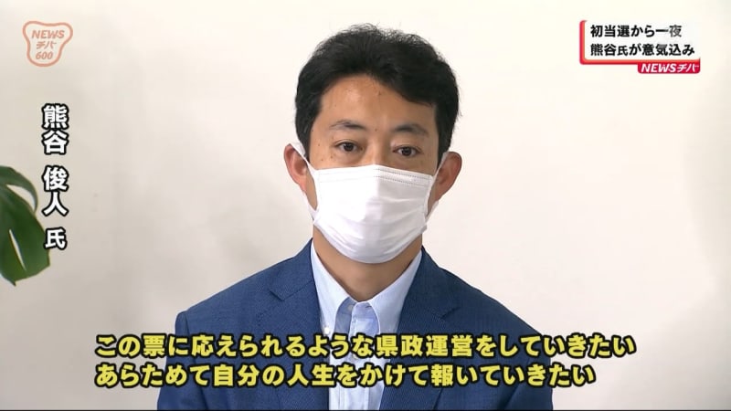 千葉県知事選挙の初当選から一夜 熊谷氏が意気込み チバテレ プラス