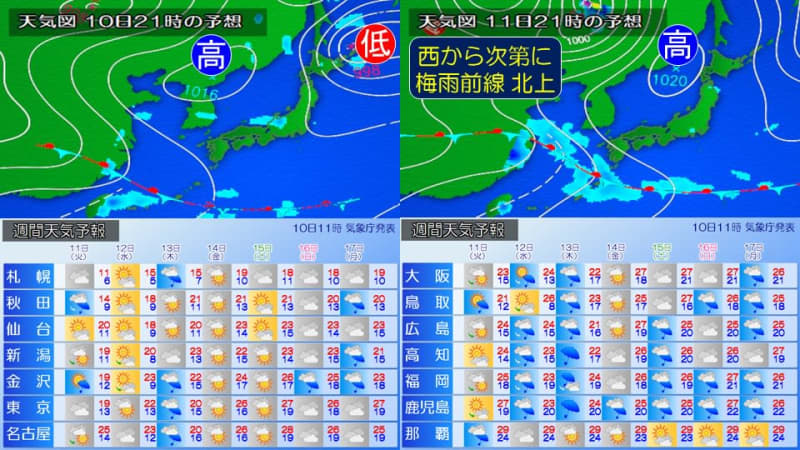 梅雨のはしり 本州付近も週中ごろ大雨の恐れ 週間天気予報 Portalfield News