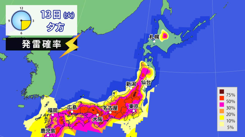 きょう13日も急な激しい雷雨に注意 雨雲急発達で大雨のおそれ 熱中症にも注意 Portalfield News