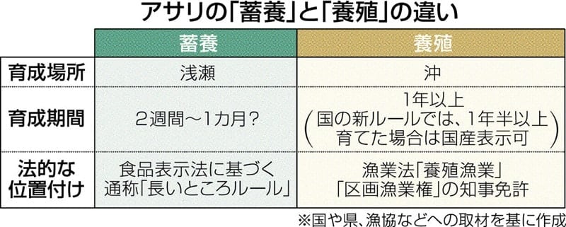 蓄養 と 養殖 違いは アサリ産地表示のルール厳格化 育成環境 法的位置付けに違い 熊本日日新聞