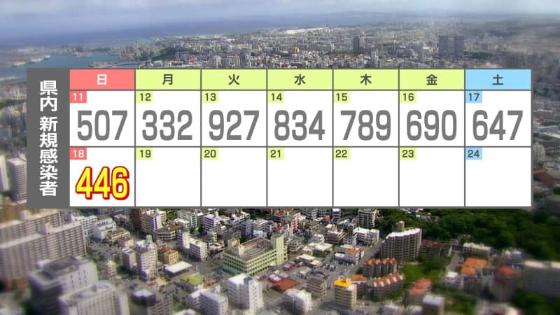 【速報】新型コロナ新たに446人感染　先週日曜日より61人減少・沖縄