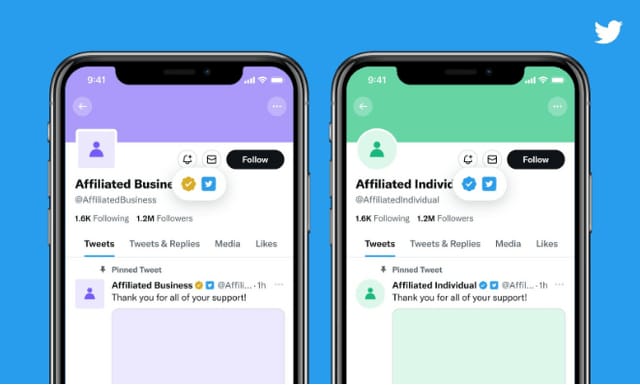 Twitter, square icon Blue for business start.Available for companies that can show their affiliation members…