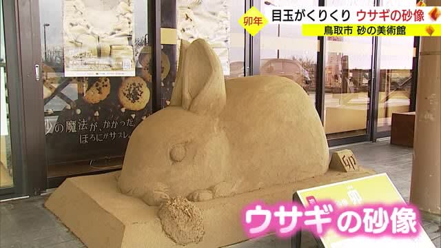 「目玉がくりくりしててかわいい」砂の美術館に今年の干支「砂」のウサギが登場（鳥取・鳥取市）