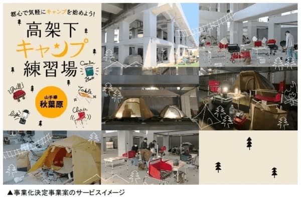 東京で気軽にキャンプが体験できる「高架下キャンプ練習場」　正式事業化決定