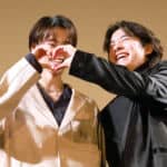 Two people get along and make a heart pose ♡ Kubo at the Emo!miu exclusive "students only" preview of the movie "Girls Never Graduate"...