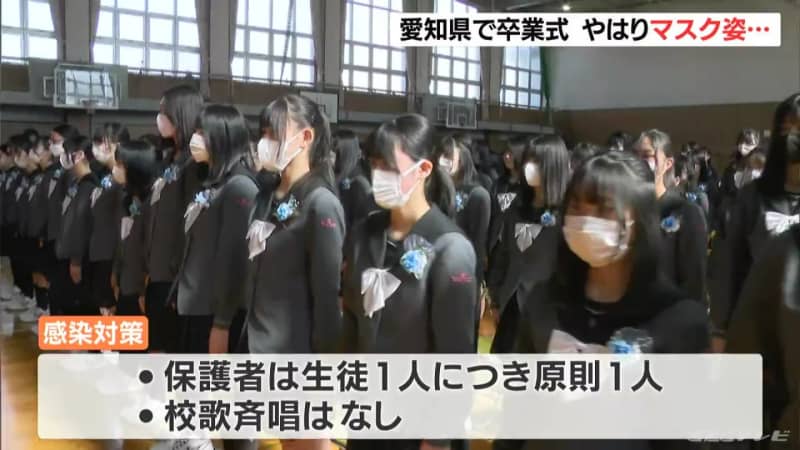 “基本マスクなしの卒業式”だが…愛知県の高校では多くの生徒がマスク着用 保護者１人