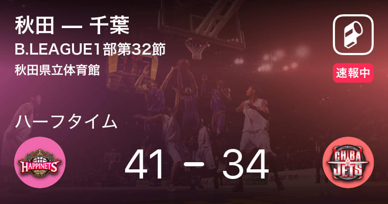 【速報中】秋田vs千葉は、秋田が7点リードで前半を折り返す
