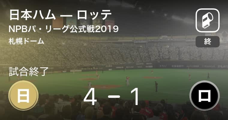 【NPBパ・リーグ公式戦ペナントレース】日本ハムがロッテを破る