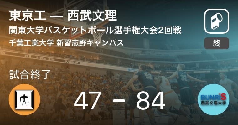 【関東大学バスケットボール選手権大会2回戦】西武文理が東京工に大きく点差をつけて勝利
