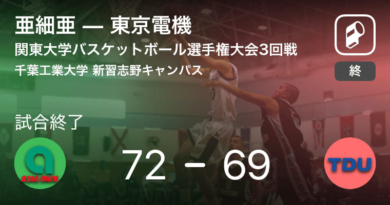【関東大学バスケットボール選手権大会3回戦】亜細亜が東京電機に3点差で勝利