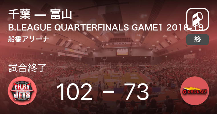 【B1CHANPIONSHIP QUARTER FINALS 2018-19】千葉が富山に大きく点差をつけて勝利