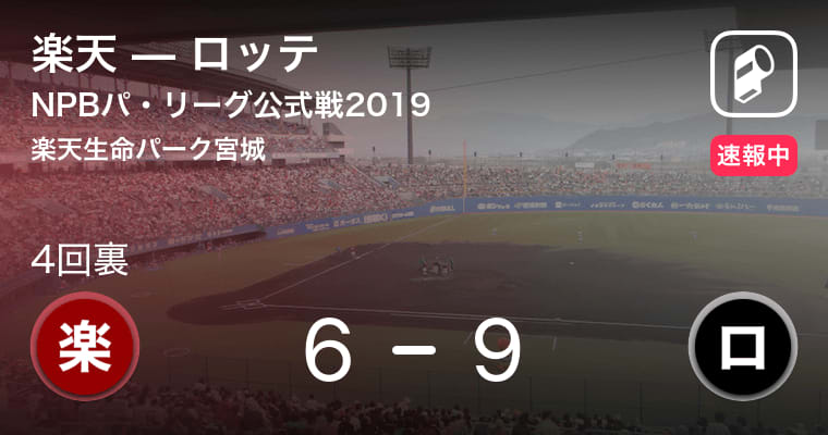 【4回表　ロッテ大量得点6点！】NPBパ・リーグ公式戦ペナントレース　楽天vsロッテ
