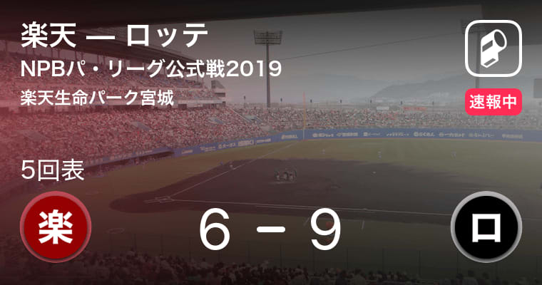 【4回裏　楽天が1点返す】NPBパ・リーグ公式戦ペナントレース 楽天vsロッテ