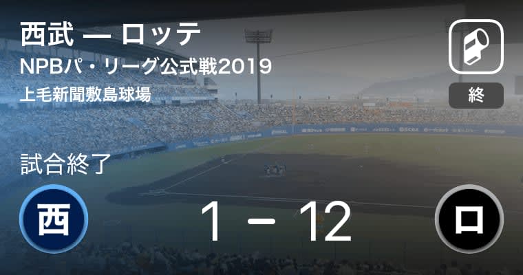 【NPBパ・リーグ公式戦ペナントレース】ロッテが西武に大きく点差をつけて勝利