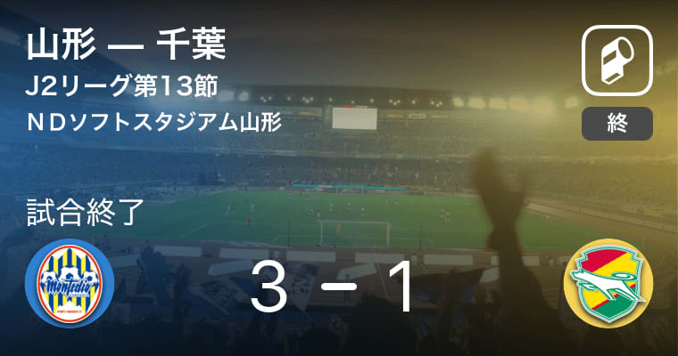 【J2第13節】山形が千葉から逆転勝利