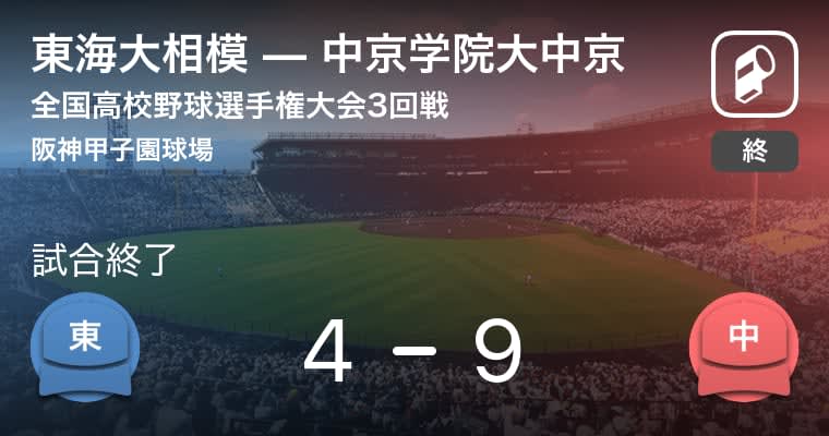 【全国高校野球選手権大会(甲子園)3回戦】中京学院大中京が東海大相模を破る