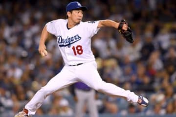 8回に登板し圧巻の3者連続三振で抑えたドジャース・前田健太【写真:Getty Images】