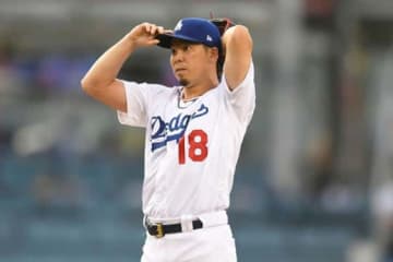 ジャイアンツ戦に先発したドジャース・前田健太【写真:Getty Images】