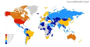稼働中のBIG-IPの分布図。約60%は米国に設置されている