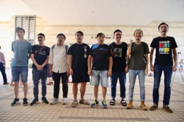Activists convicted over the 2016 protest outside the China Liaison Office. Photo: inmediahk.net.